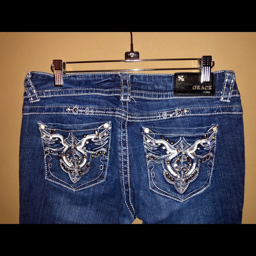 Grace in L.A. Boyfriend Cut Embellished Jeans